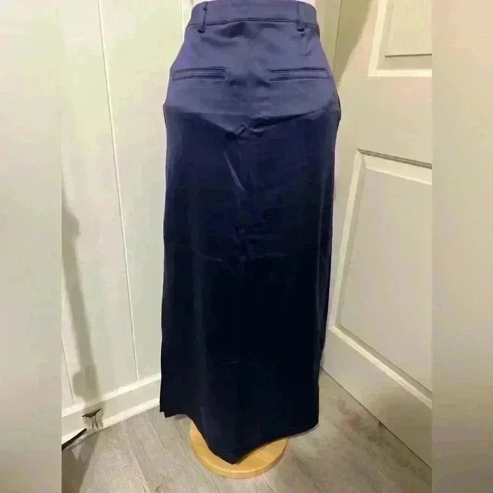Anthropologie $128 Purple Sateen Satin Trouser Maxi Skirt Slit‎ NEW Size 4 - Picture 4 of 6